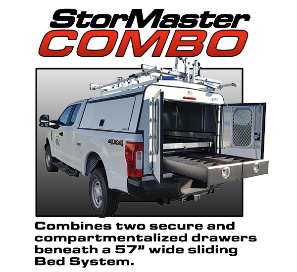 Combo cargo management system with drawers and a sliding bed system