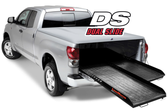 silver pickup truck with dual side by side cargo slides by loadmaster